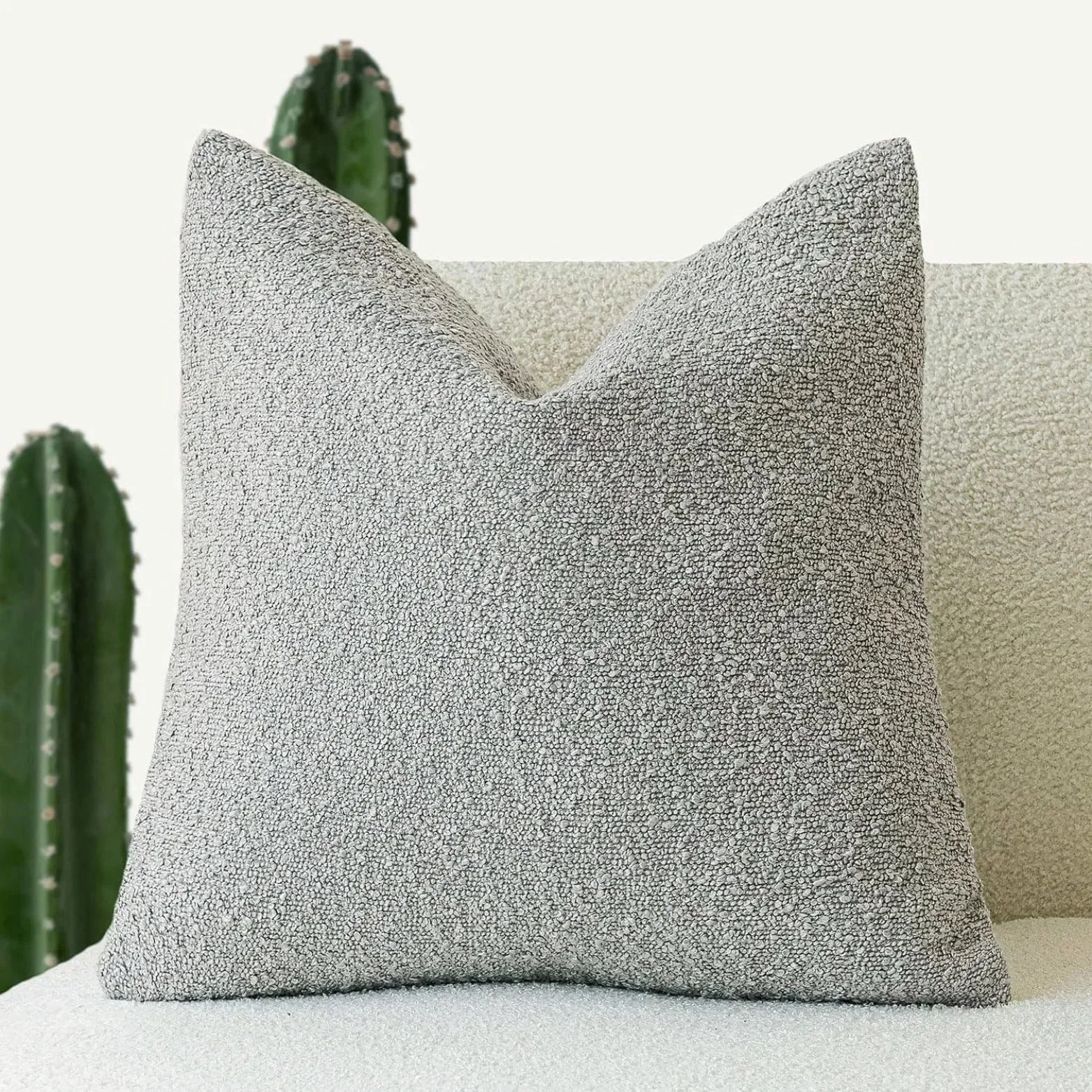 Bouclé Cushion Cover | Premium Textured Throw Cushion Cover for Sofa, Bed & Armchair | Cream Sand Caramel 50x50cm