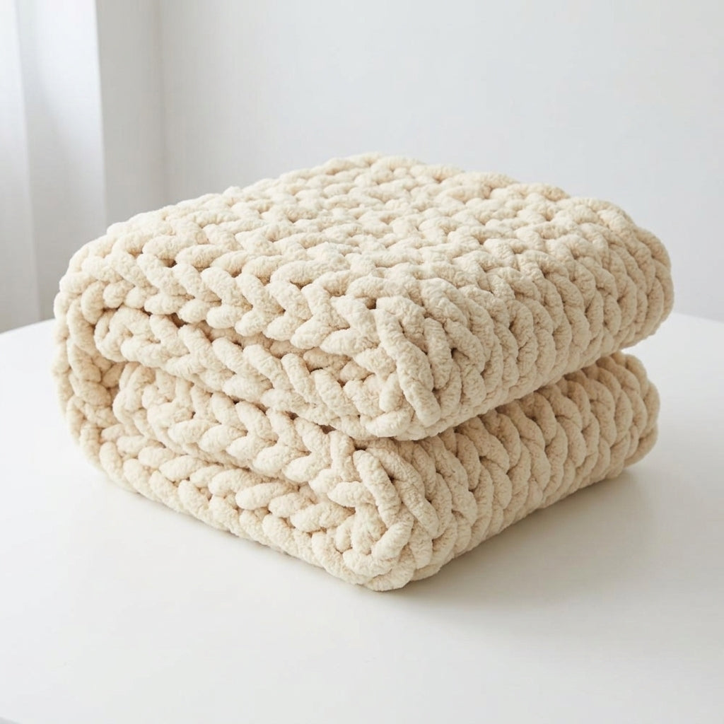 Cable Knit Throw Blanket | Chunky Knit Textured Blanket for Sofa & Bed