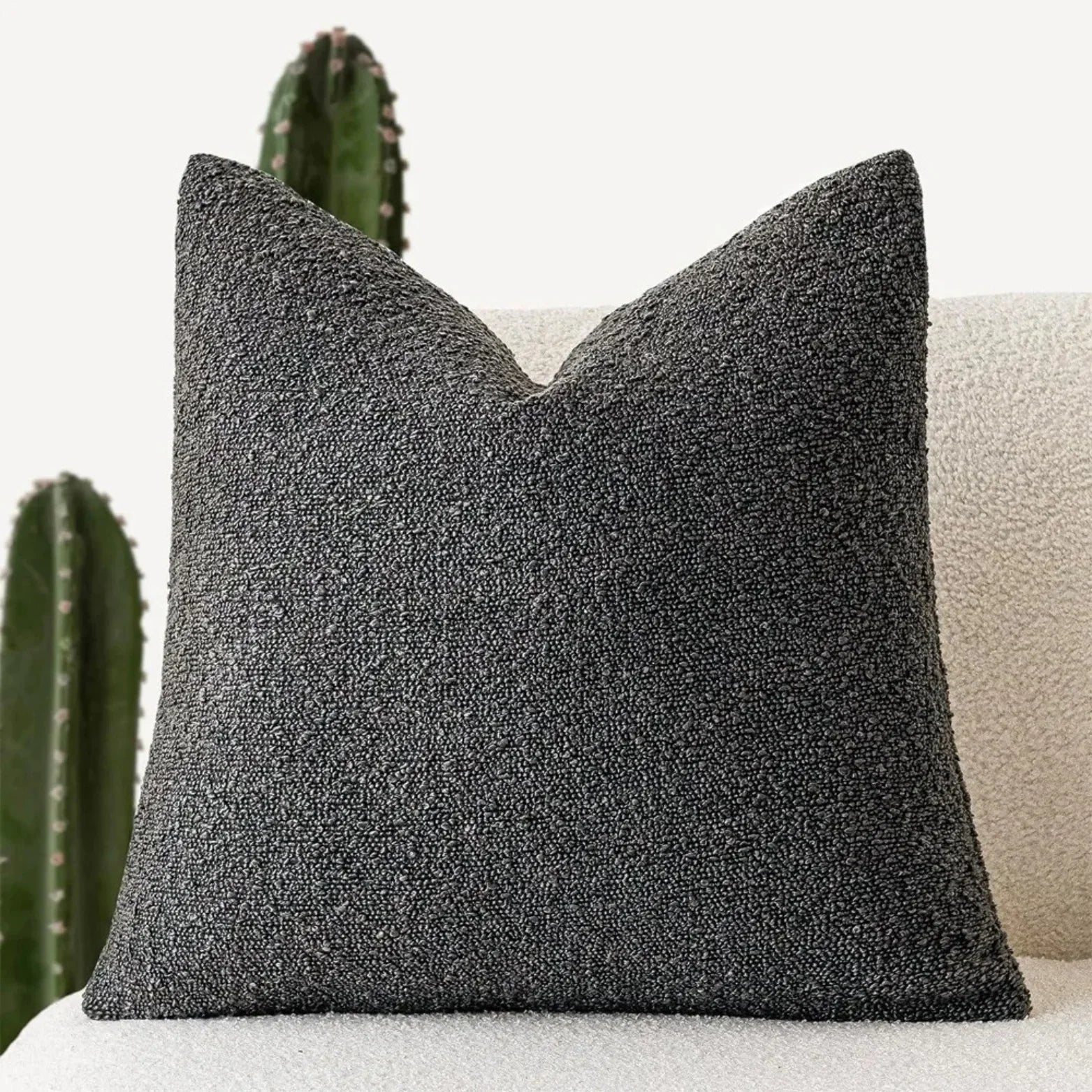 Bouclé Cushion Cover | Premium Textured Throw Cushion Cover for Sofa, Bed & Armchair | Cream Sand Caramel 50x50cm