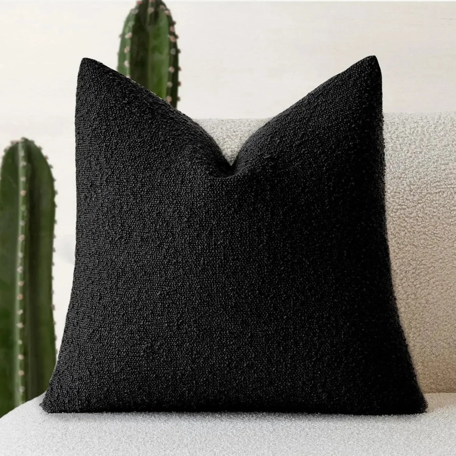 Bouclé Cushion Cover | Premium Textured Throw Cushion Cover for Sofa, Bed & Armchair | Cream Sand Caramel 50x50cm