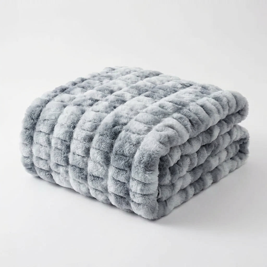 Bubble Faux Fur Throw Blanket | Soft Plush Fleece for Sofa & Bed