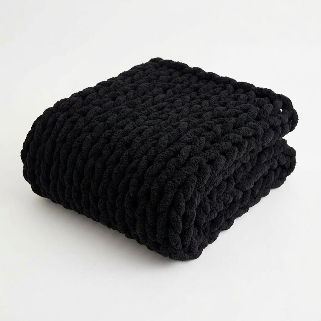 Cable Knit Throw Blanket | Chunky Knit Textured Blanket for Sofa & Bed